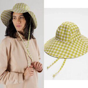 Baggu Pink Pistachio Pixel Gingham Soft Floppy Sun Hat